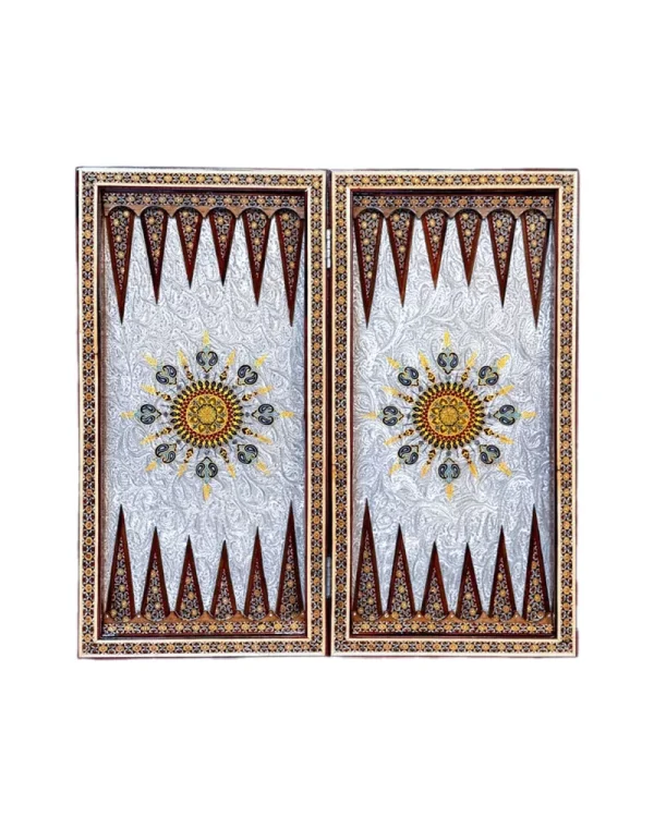 تخته نرد خاتم کاری سبک تذهیب و پرداز اصولی